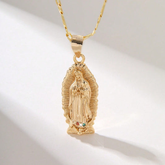 Ornament Necklace Gold Color Zirconium Jesus Jewelry/Accessories