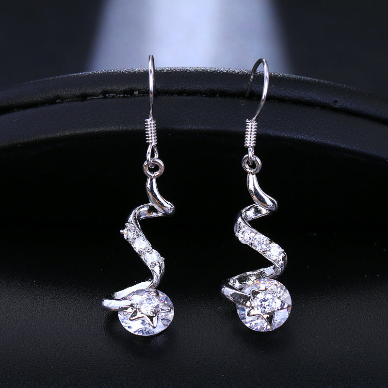 Purple Zircon Spiral Ear Hook Earrings Jewelry & Accessories