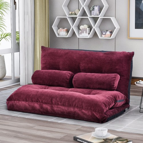 Sofa Bed Adjustable Folding Futon Sofa Video Gaming Sofa Lounge Sofa with Two Pillows Furniture