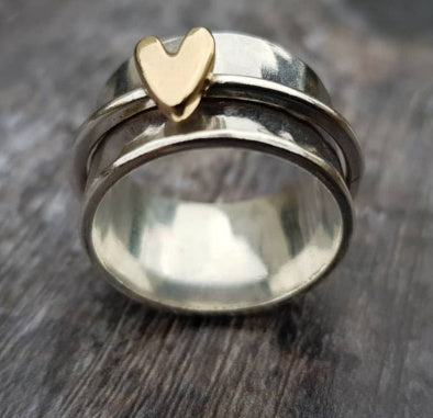 Simple Fashion Peach Heart Rotatable Decompression Ring