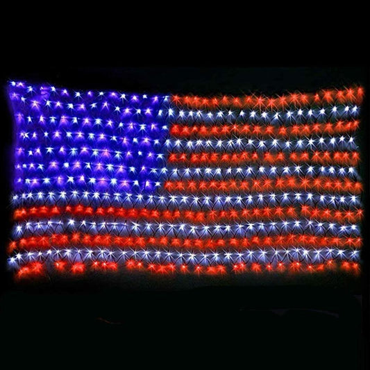 American Flag Net Light Independence Day Decorative String Lights Solar Flags & Banners