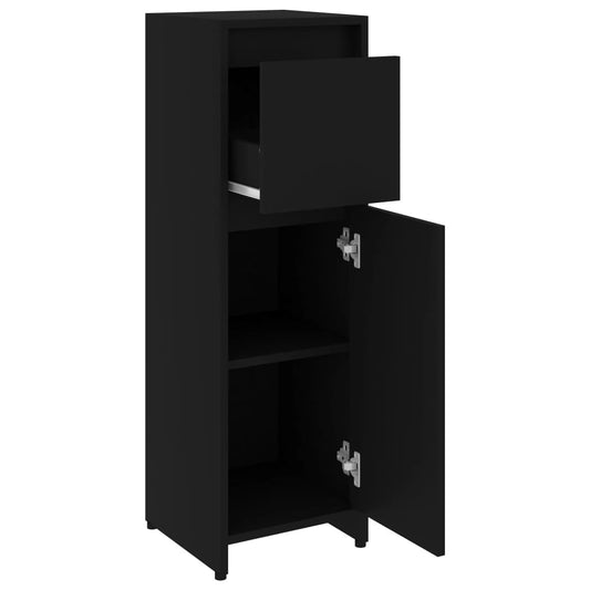 vidaXL 4 Piece Bathroom Furniture Set Black Engineered Wood Furniture