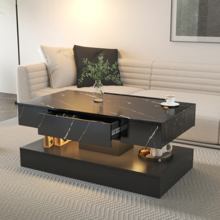 6.93IN High LED Coffee Table,Modern Coffee Table For Living Room,Living Room Tables,Large Living Room Furniture,LED Lights Furniture