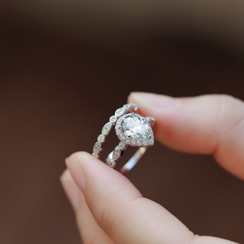 Affordable Luxury Waterdrop Moissanite Exquisite Ring Fashionable And Versatile Jewelry & Accessories