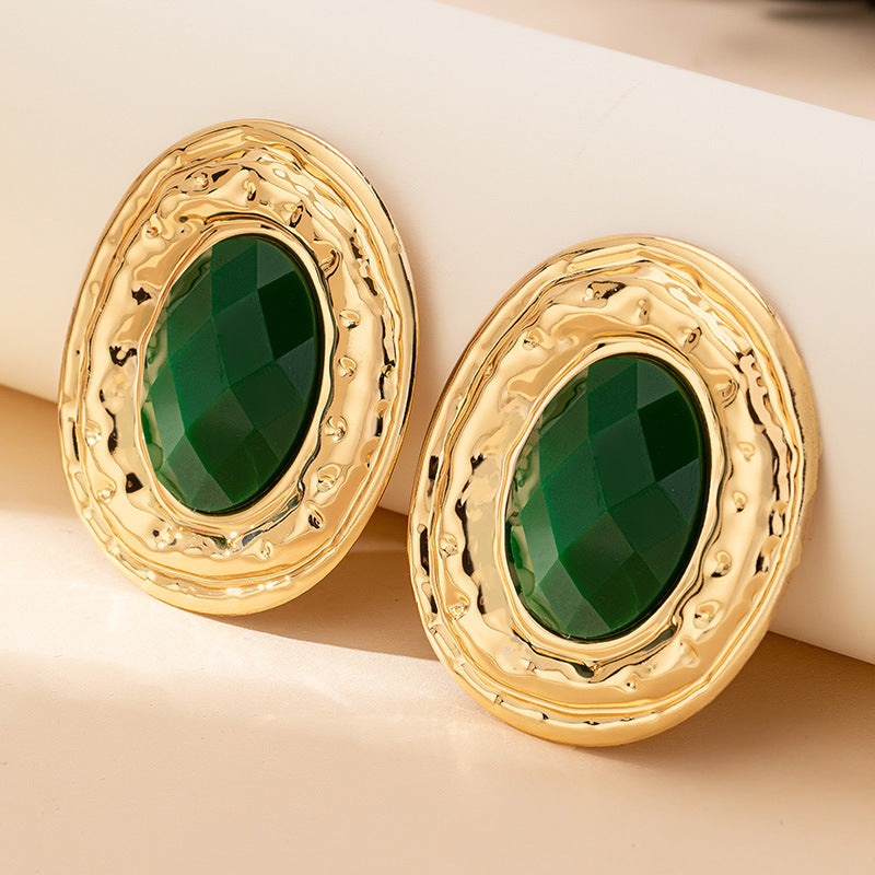 Fashion Metal Geometry Round Piece Ear Studs Necklace Bracelet Ring Jewelry Set Jewelry & Accessories