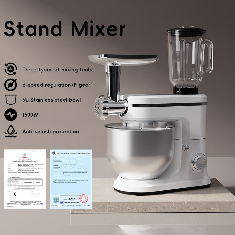Three-in-one Stand Mixer 6L Large Capacity Cooking Machine Appliances Home Essentials