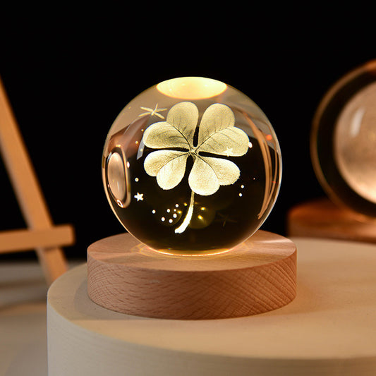 Veilleuse LED boule de cristal galaxie lampe de table 3D planète lune lampe chambre décoration maison pour enfants fête enfants cadeaux d'anniversaire