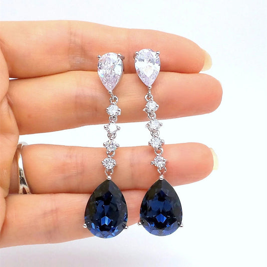 European And American Style Light Luxury Strip Water Drop Earrings Women Jewelry/Accessories