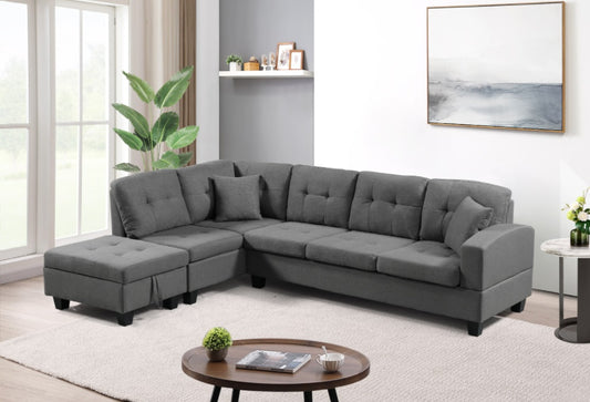 Left Fabric Sofa With Ottoman Furniture