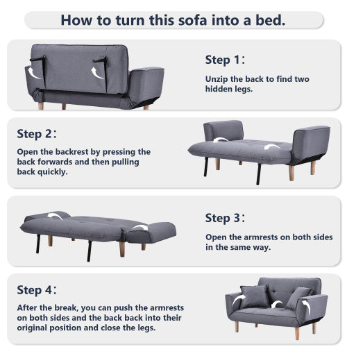 Small Sofa Bed Modern And Simple Gray Sofa Fabric living room 2 Seater Sofa Couch Settee Recliner Sleeper Furniture