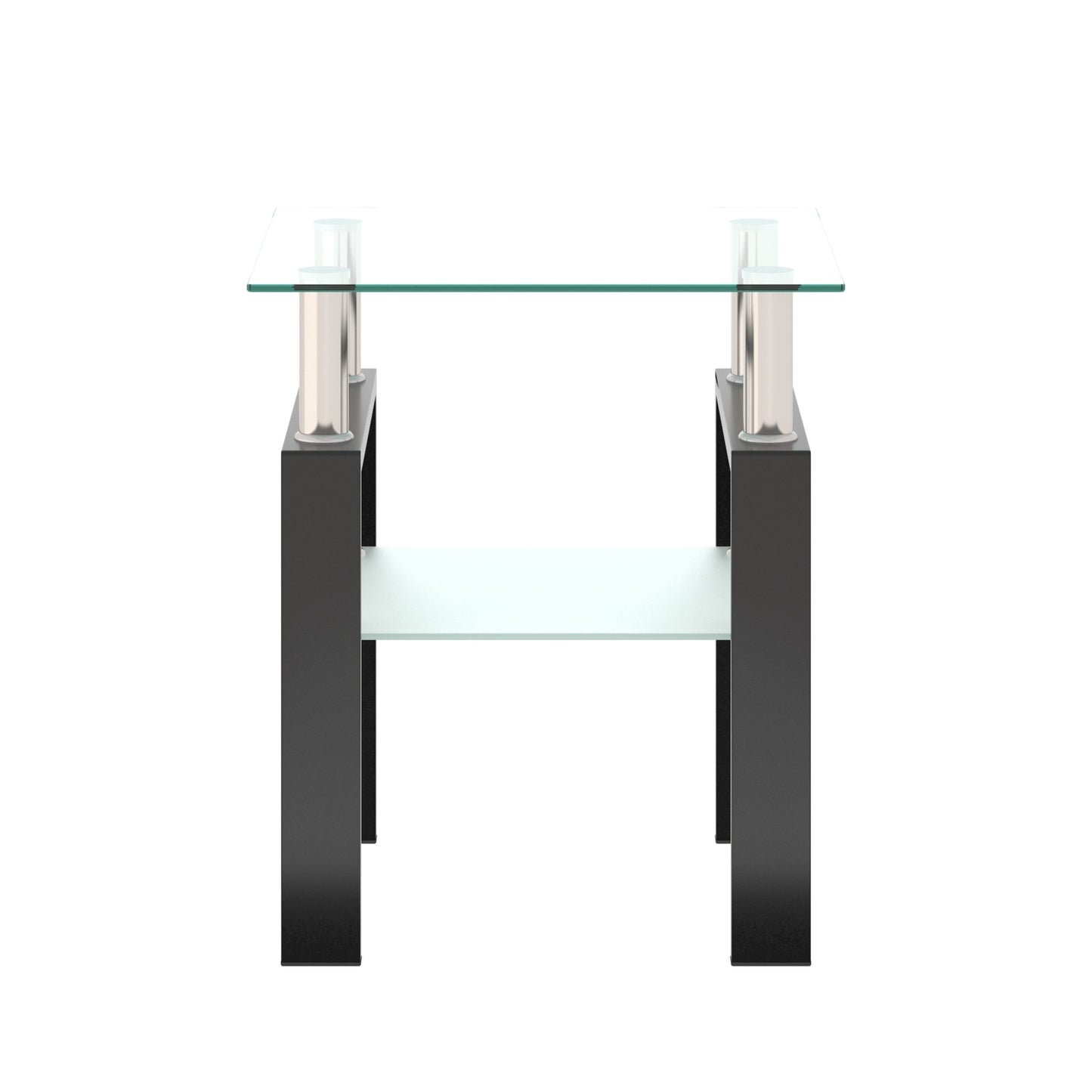 1-Piece Modern Tempered Glass Tea Coffee Table, Square For Living Room Furniture